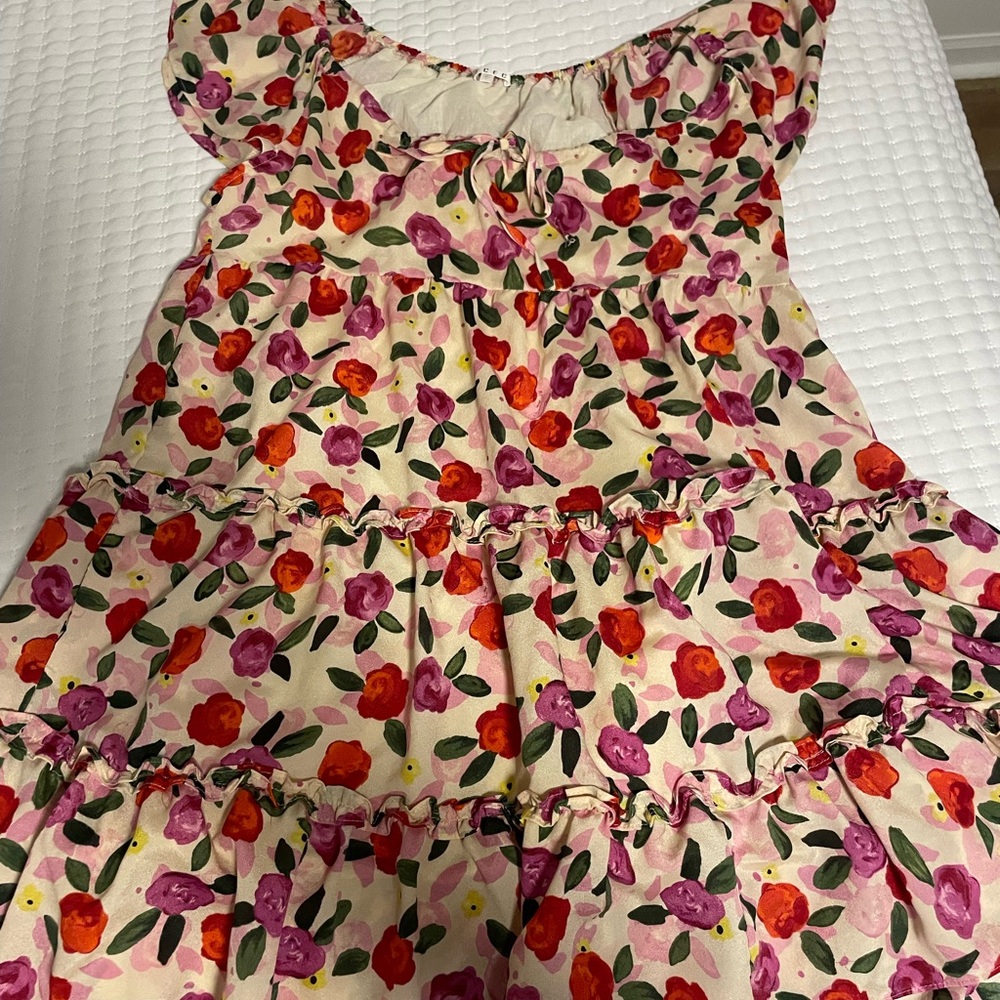 Vibrant Floral Tiered Dress